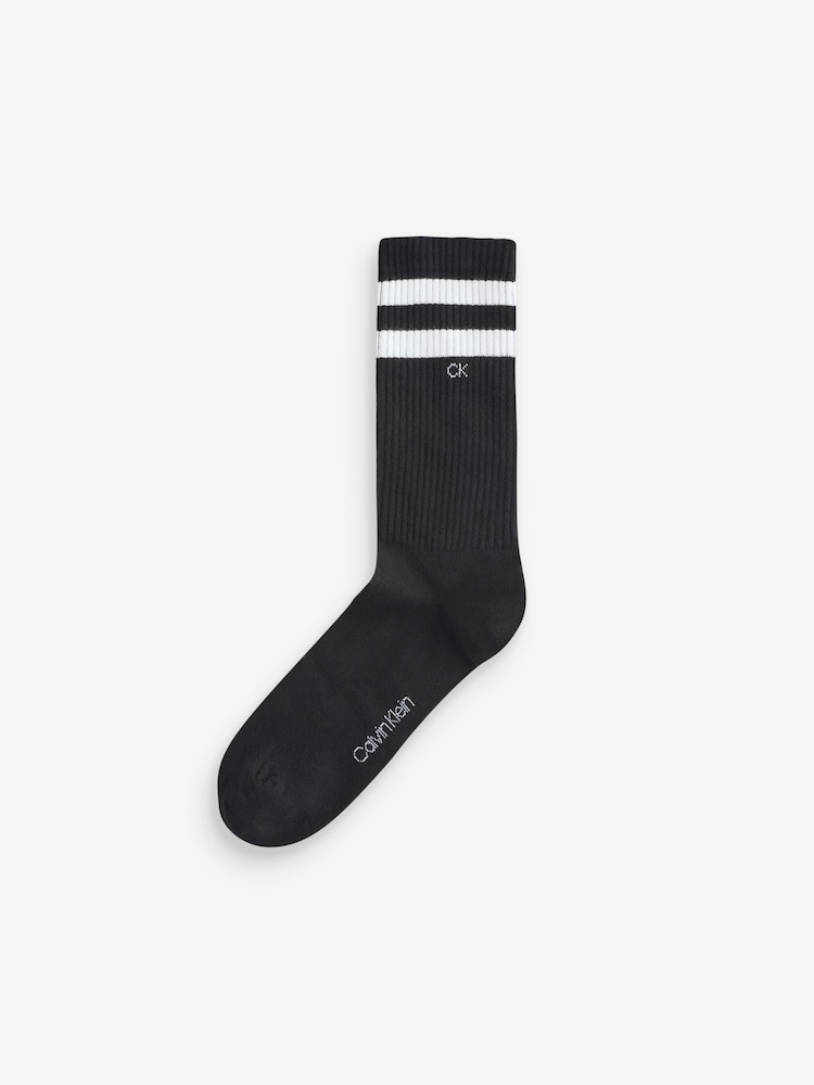 Calvin Klein Black Striped Crew Socks 2 Pack - Image 2 of 3