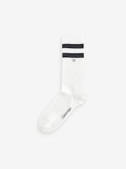 Calvin Klein White Striped Crew Socks 2 Pack - Image 2 of 3
