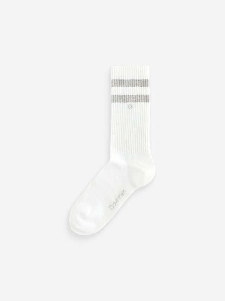 Calvin Klein White Striped Crew Socks 2 Pack - Image 3 of 3