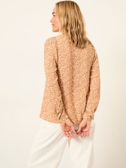 FatFace Cat Ochre Yellow Mono Texture Petite Blouse - Image 2 of 5