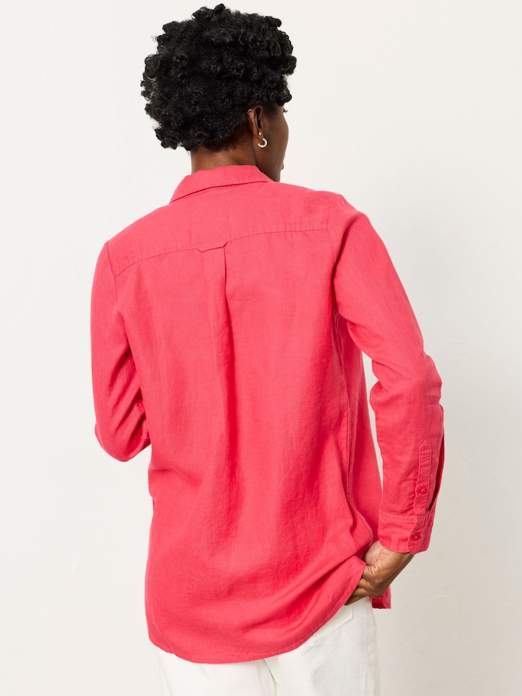 FatFace Olivia Dark Pink Petite Linen Shirt - Image 2 of 6