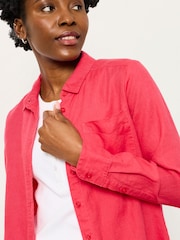 FatFace Olivia Dark Pink Petite Linen Shirt - Image 3 of 6