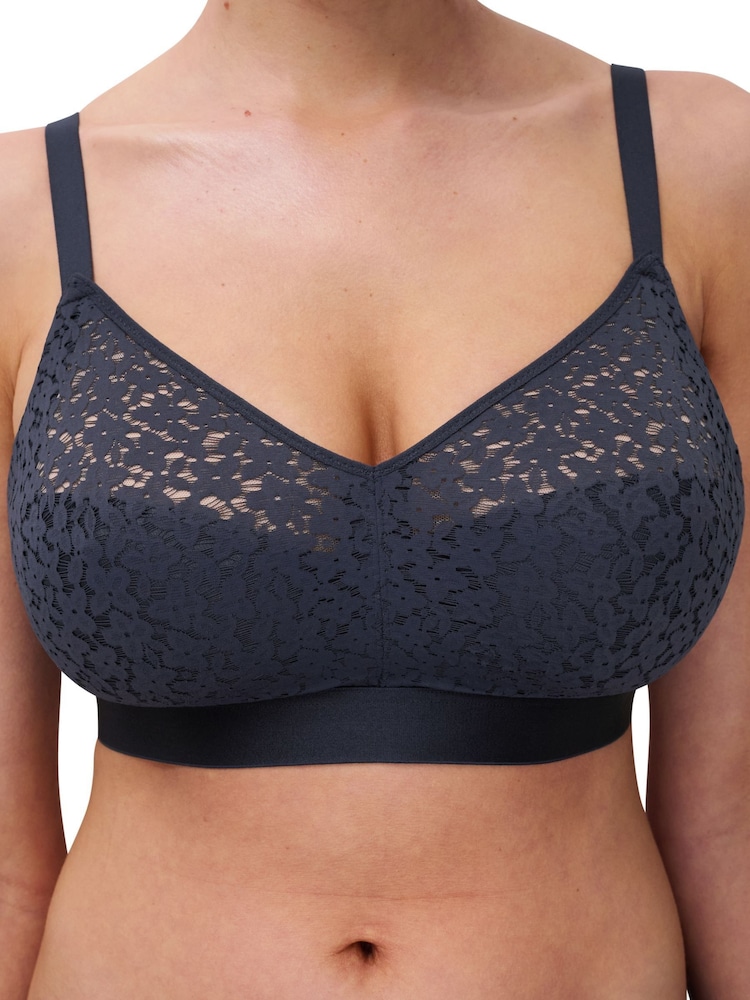 Chantelle Blue Norah Soft Feel Floral Print Non Wired Support Bra - Imagem 4 de 4