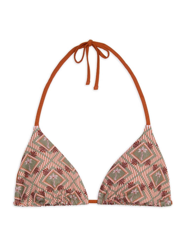 Chelsea Peers Green Diamond Palm Print Triangle Bikini Top - Image 5 of 5