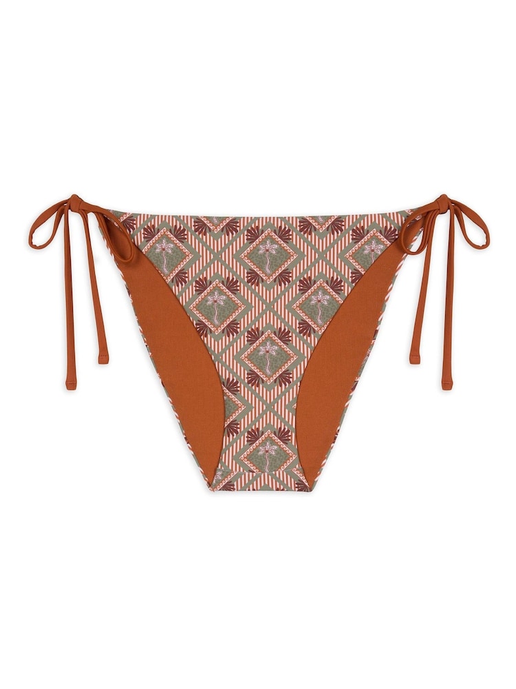 Chelsea Peers Green Diamond Palm Print Tie Side Bikini Bottoms - Image 5 of 5
