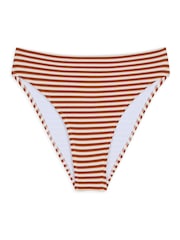 Chelsea Peers Orange Crinkle Stripe High Waist Bikini Bottoms - Image 5 of 5