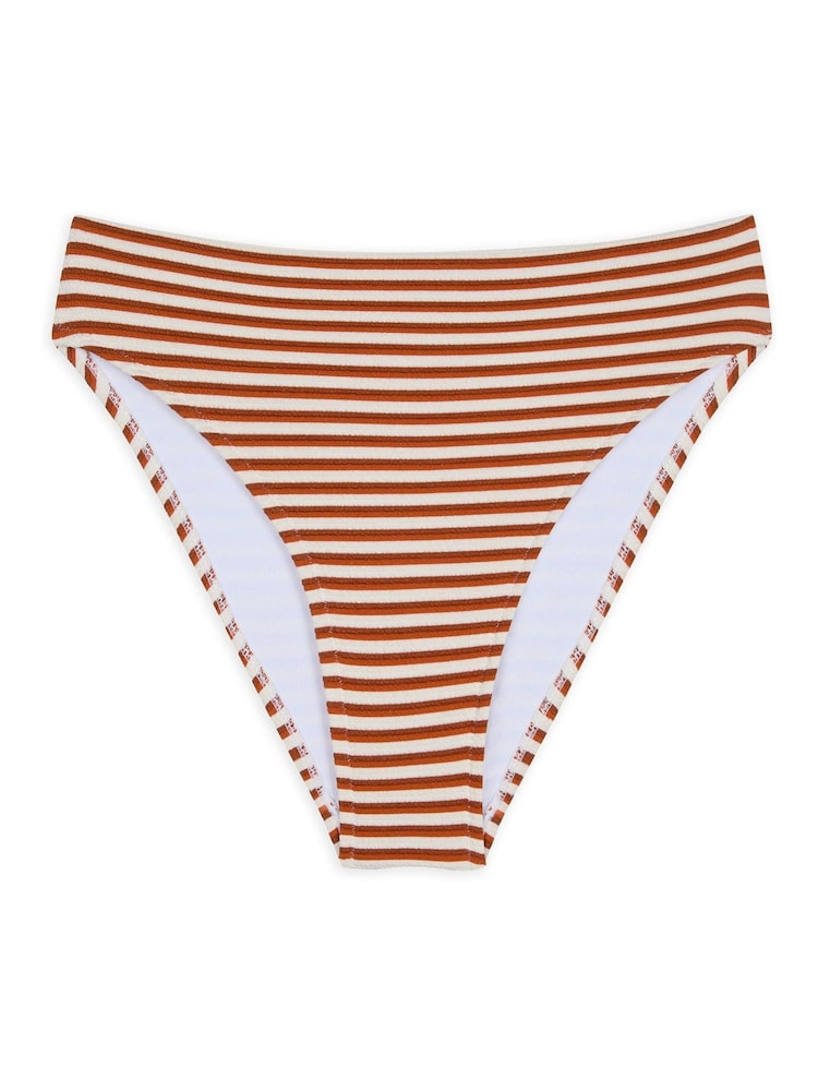 Chelsea Peers Orange Crinkle Stripe High Waist Bikini Bottoms - Image 5 of 5