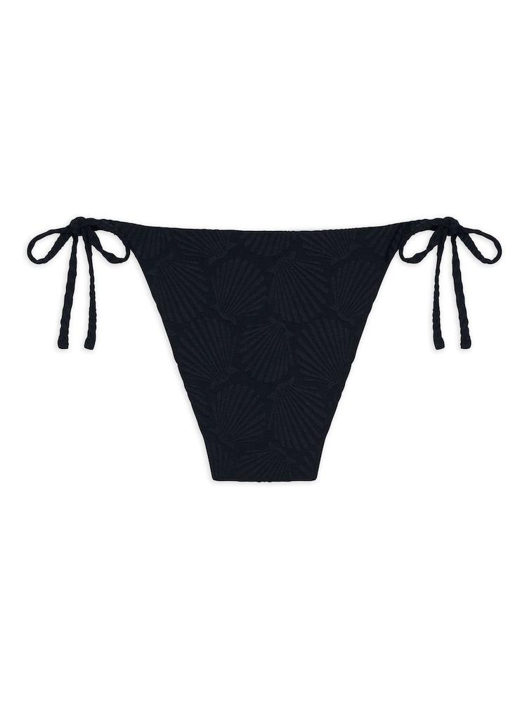 Chelsea Peers Black Jacquard Shell Tie Side Bikini Bottoms - Image 5 of 5