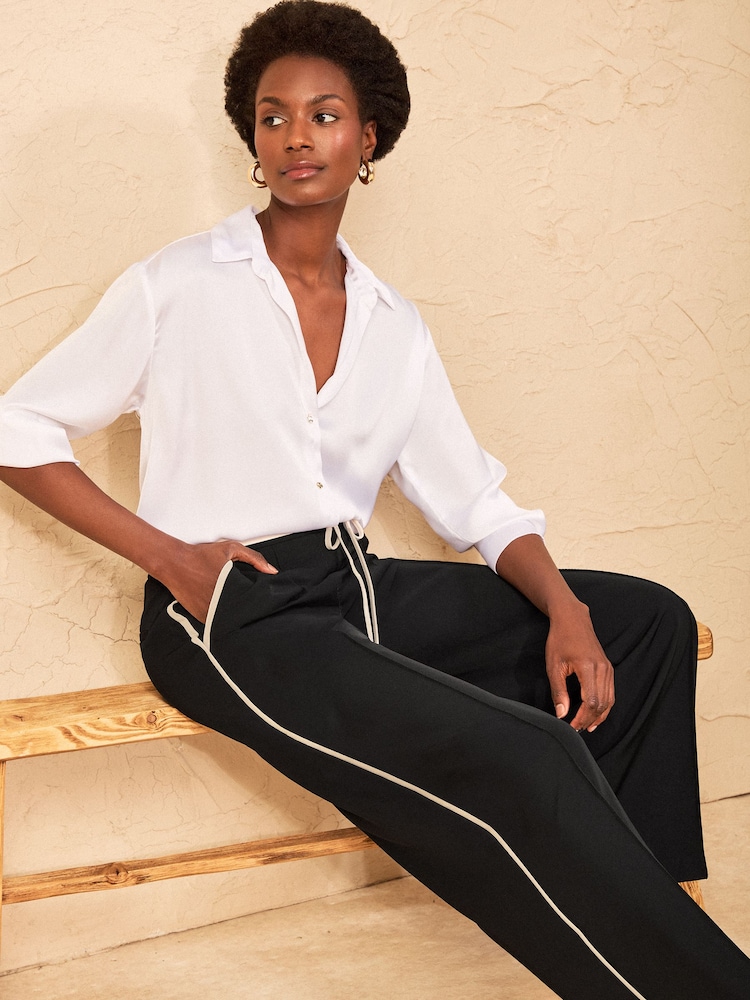 Love & Roses Black Side Stripe Wide Leg Trousers - Image 4 of 4