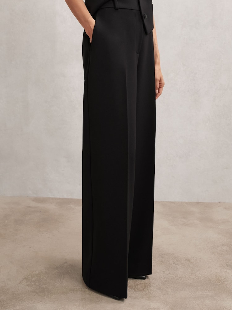 Reiss Black Gabi Petite Wide-Leg Suit Trousers - Image 1 of 7 Reiss Black Gabi Petite Wide-Leg Suit Trousers - Image 1 of 7