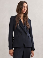 Reiss Navy Gabi Double-Breasted Suit Blazer - Image 1 of 6