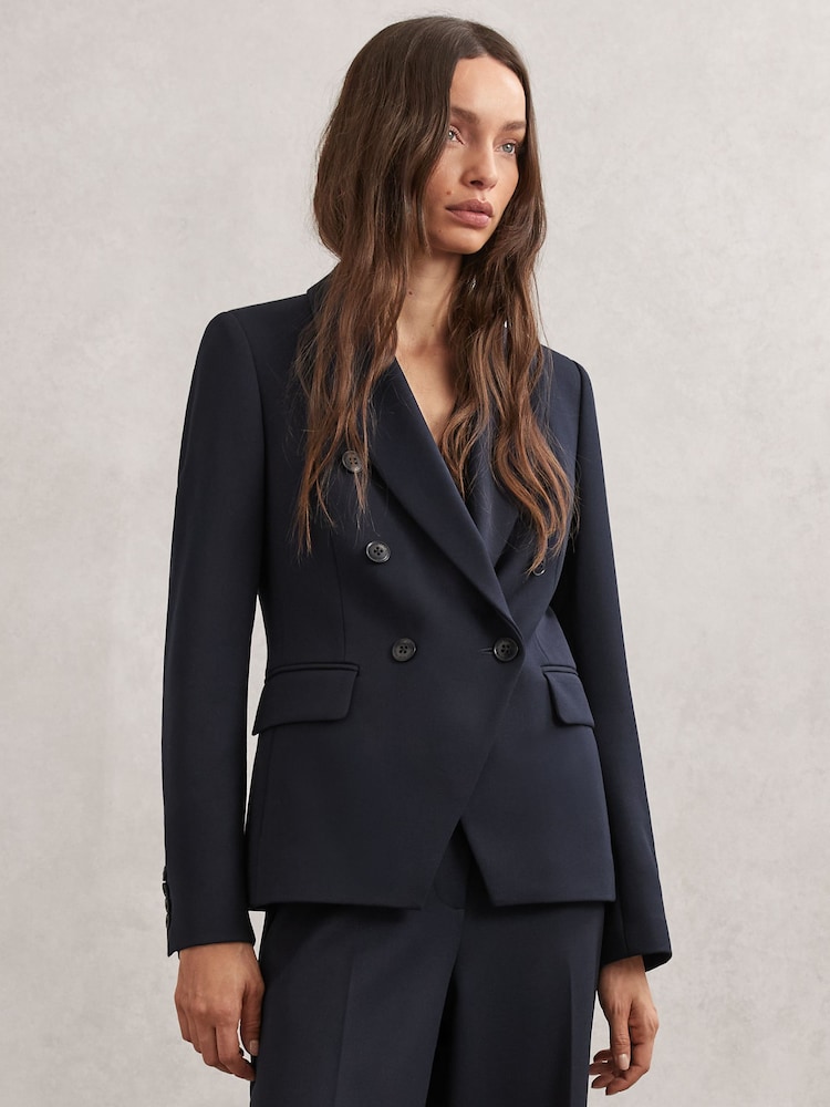 Reiss Navy Gabi Double-Breasted Suit Blazer - Image 1 of 6 Reiss Navy Gabi Double-Breasted Suit Blazer - Image 1 of 6