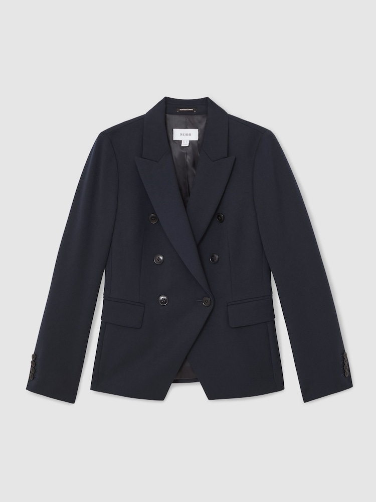 Reiss Navy Gabi Double-Breasted Suit Blazer - Image 2 of 6 Reiss Navy Gabi Double-Breasted Suit Blazer - Image 2 of 6
