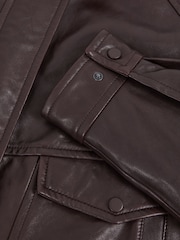 Reiss Aubergine Peyton Petite Oversized Leather Jacket - Image 7 of 9