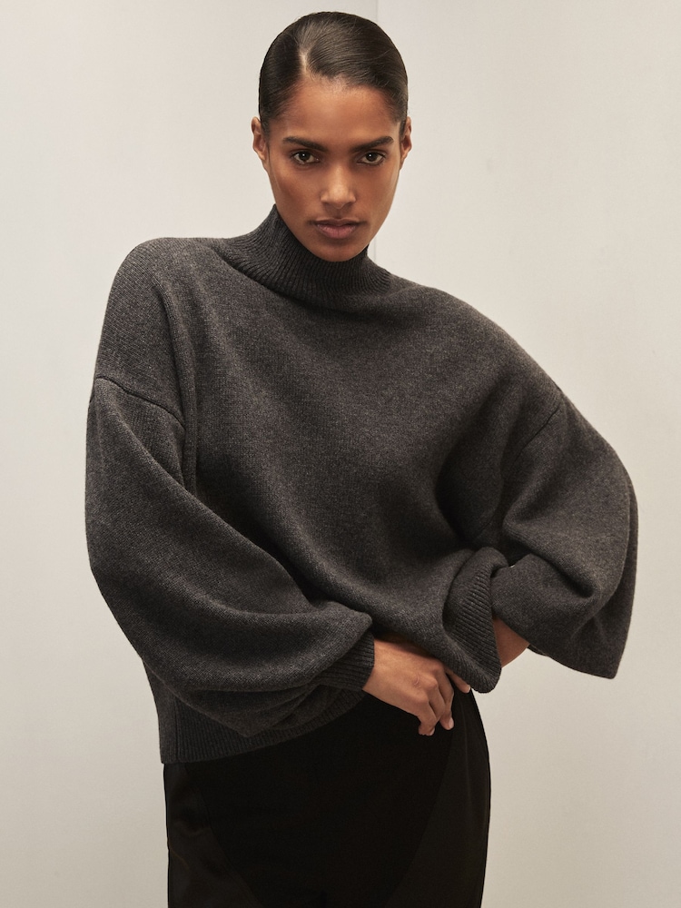 Reiss Charcoal Grey Lily Reiss | Royal Ballet Batwing Jumper - Image 1 of 7 Reiss Charcoal Grey Lily Reiss | Royal Ballet Batwing Jumper - Image 1 of 7