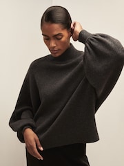 Reiss Charcoal Grey Lily Reiss | Royal Ballet Batwing Jumper - Image 4 of 7