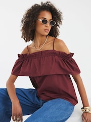 River Island Purple Ruffle Bardot Top - Image 2 of 4