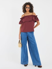River Island Purple Ruffle Bardot Top - Image 3 of 4