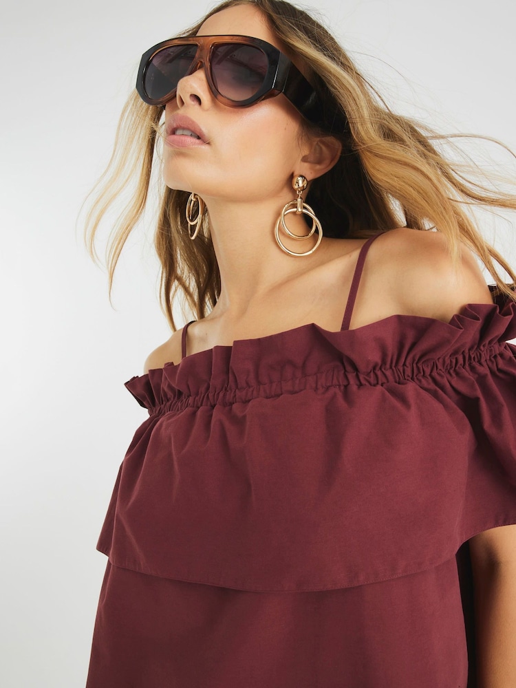 River Island Purple Ruffle Bardot Top - Image 4 of 4