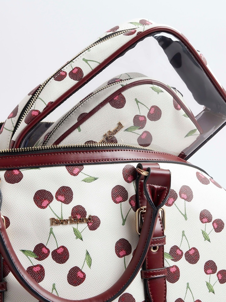 River Island Cream Cherry Barrel Bag - Image 2 of 5