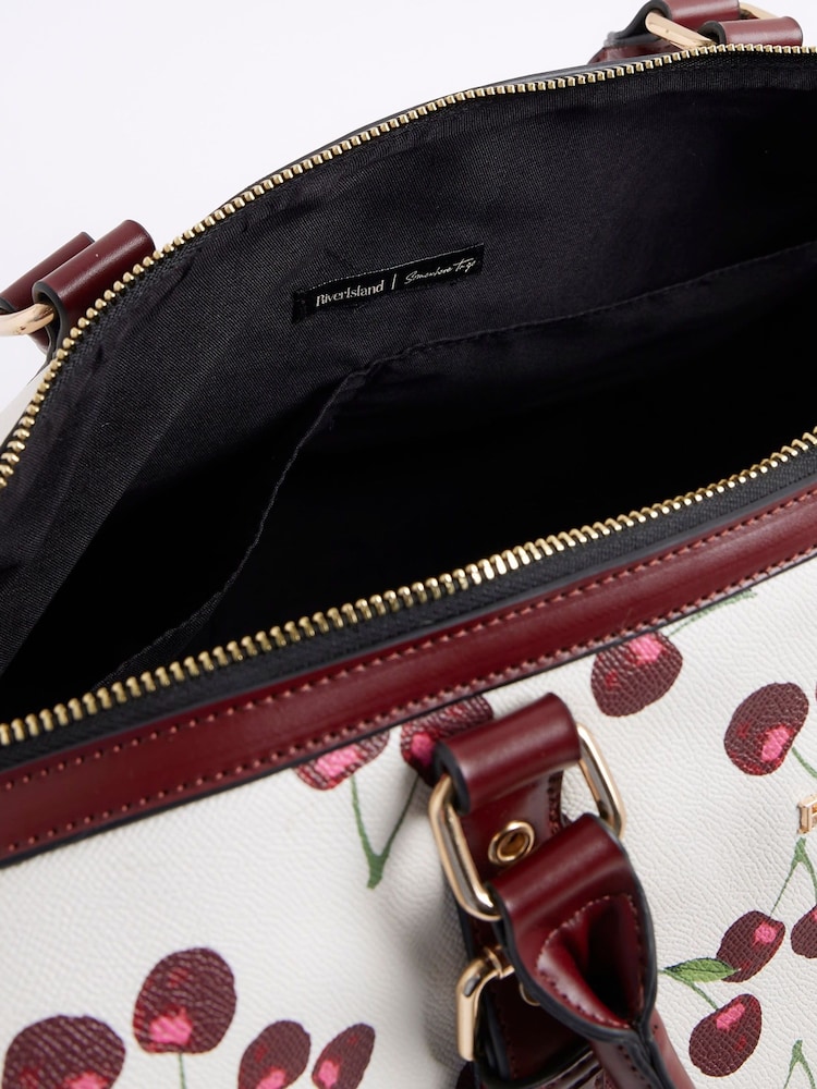 River Island Cream Cherry Barrel Bag - Image 5 of 5