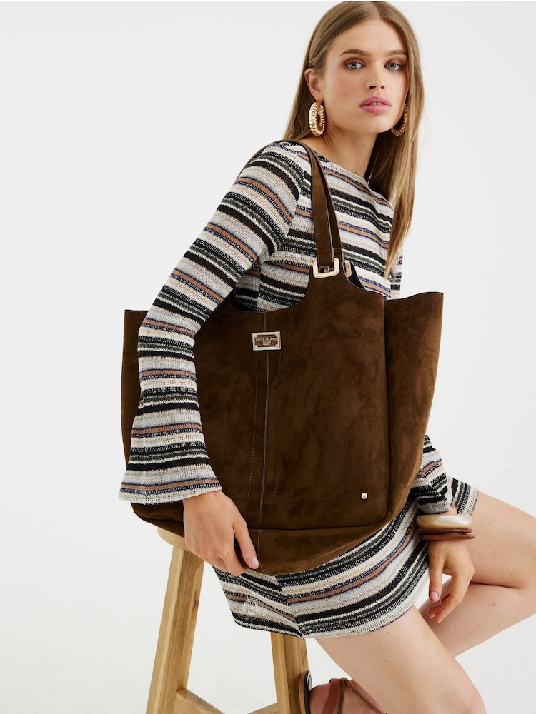 River Island Brown Suedette Slouch Bag - Image 6 of 6