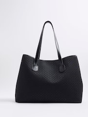 River Island Black Jacquard Monogram Shopper Bag - Image 2 of 6
