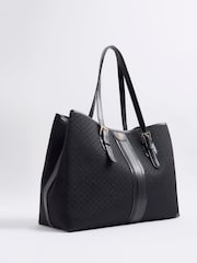 River Island Black Jacquard Monogram Shopper Bag - Image 3 of 6