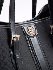 River Island Black Jacquard Monogram Shopper Bag - Image 4 of 6