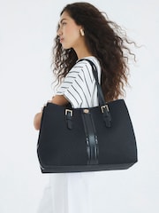River Island Black Jacquard Monogram Shopper Bag - Image 6 of 6
