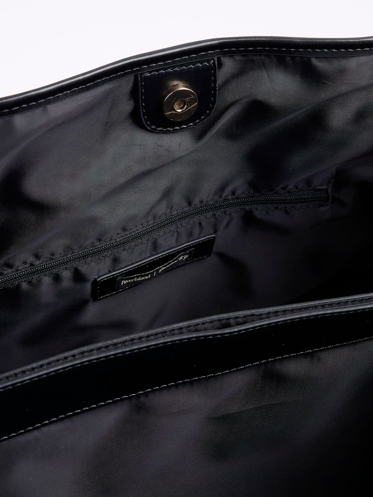 River Island Black Jacquard Monogram Shopper Bag - Image 7 of 7