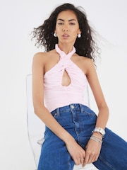 River Island Ruched Halter Neck Top - Imagem 1 de 4