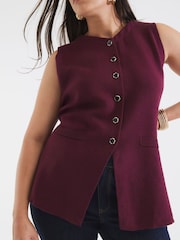 River Island Red Longline Knitted Waistcoat - Image 3 of 6