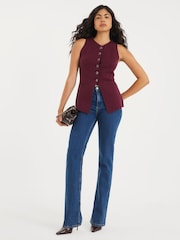 River Island Red Longline Knitted Waistcoat - Image 4 of 6