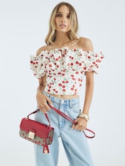River Island Red Satchel Cross-Body Bag - Image 5 of 5