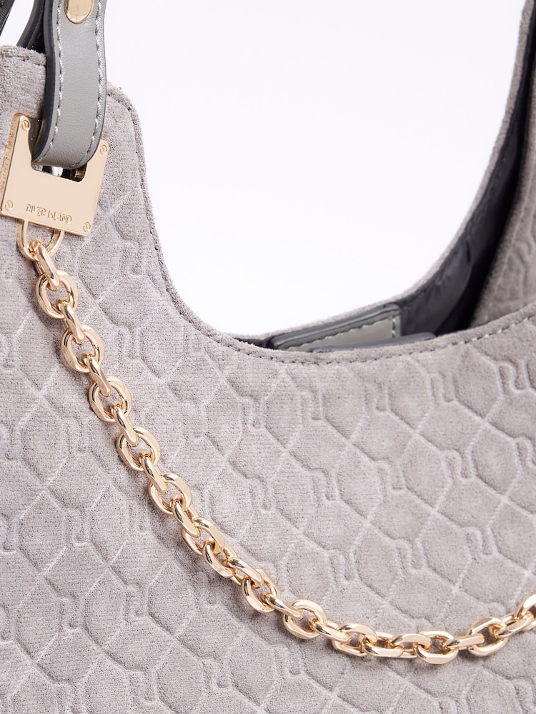 River Island Grey Embossed Chain Slouch Shoulder Bag - Image 5 of 5 River Island Grey Embossed Chain Slouch Shoulder Bag - Image 5 of 5