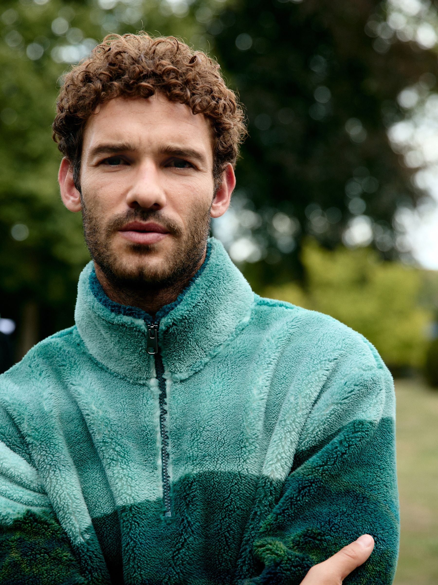 Buy Green Deer Scene Borg Fleece Zip Neck from Next USA