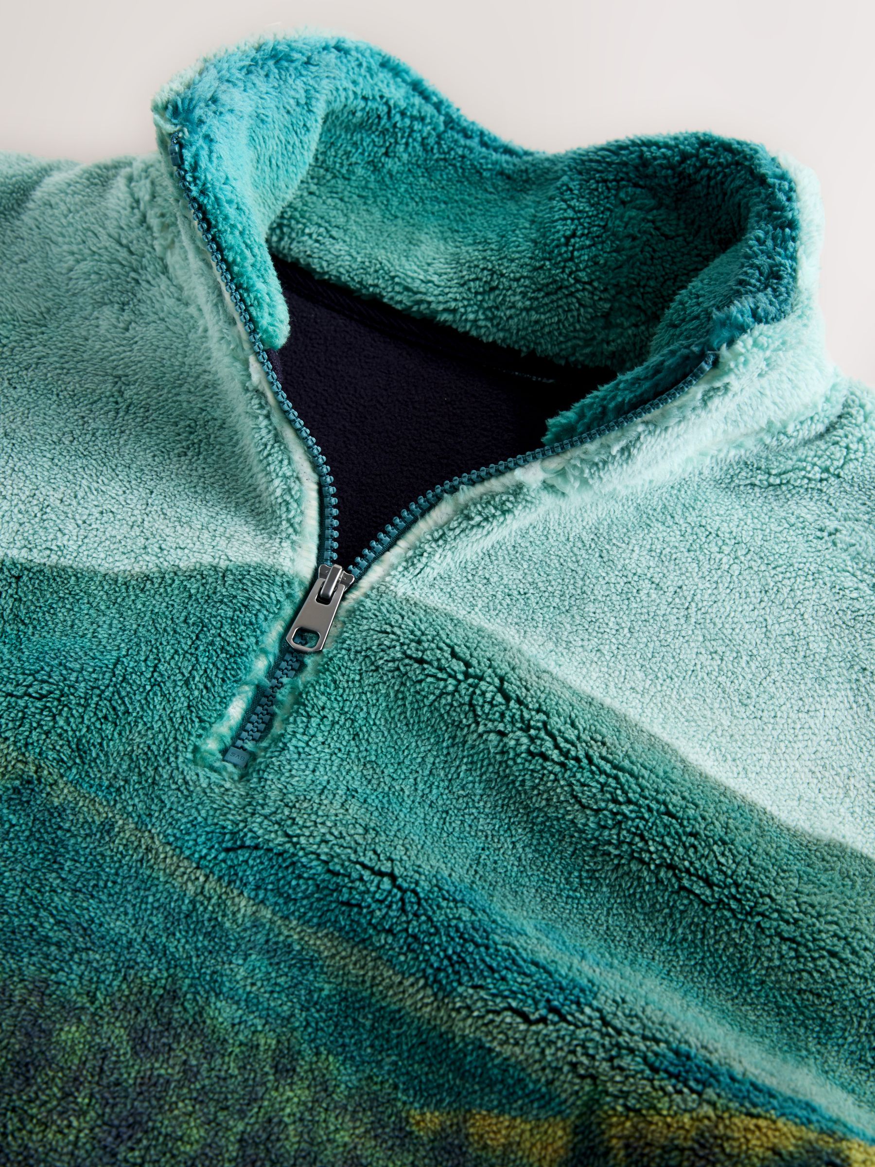 Buy Green Deer Scene Borg Fleece Zip Neck from Next USA