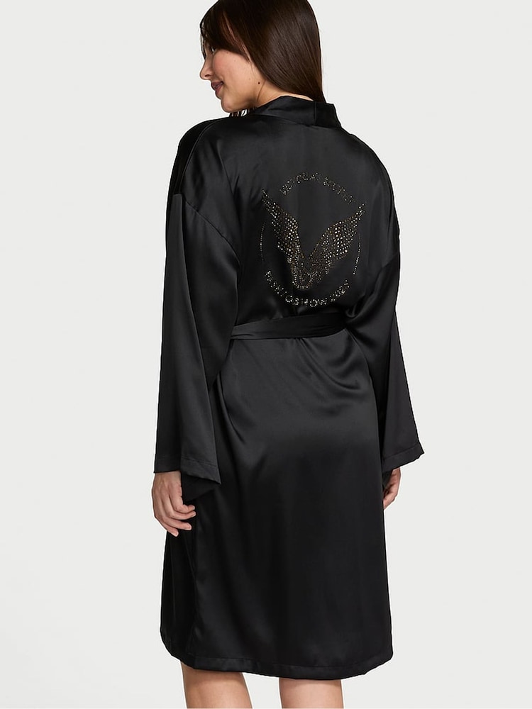 Victoria's Secret Black Fashion Show Satin Midi Robe - Image 3 of 3 Victoria's Secret Black Fashion Show Satin Midi Robe - Image 3 of 3