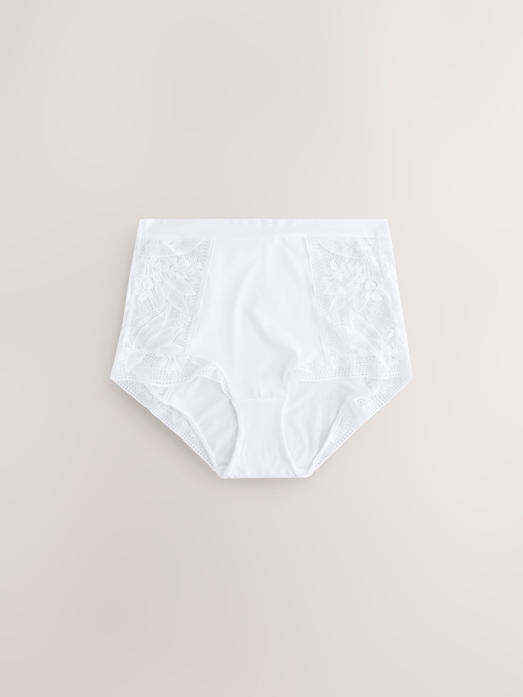 White High Waist Lace & Microfibre Knickers 2 Pack - Image 2 of 3