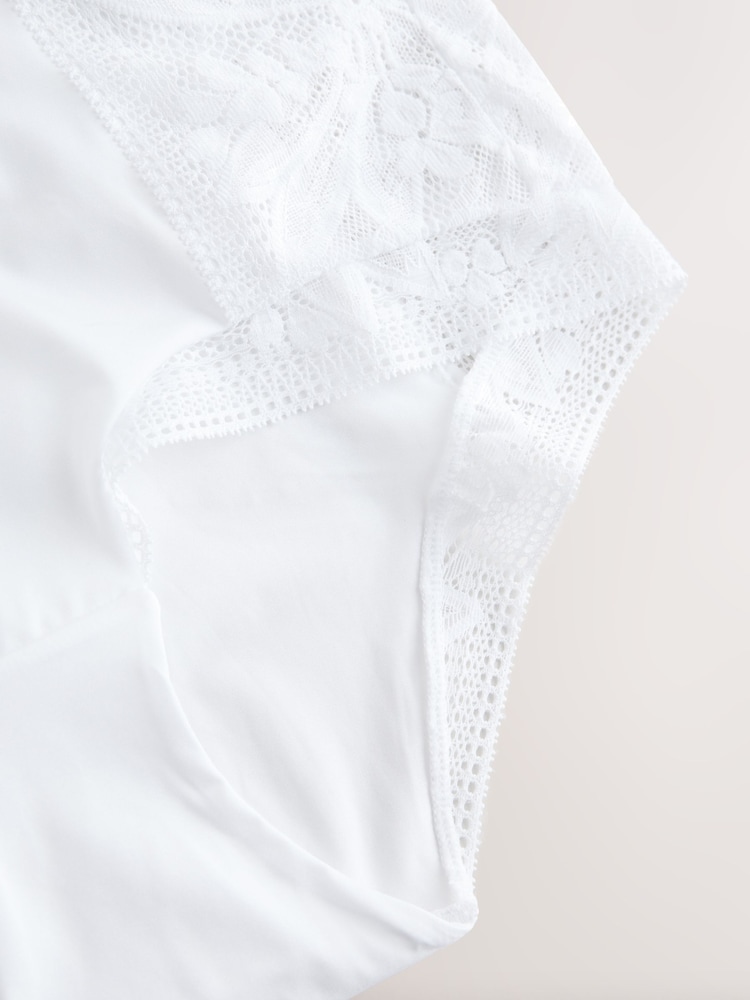 White High Waist Lace & Microfibre Knickers 2 Pack - Image 6 of 6