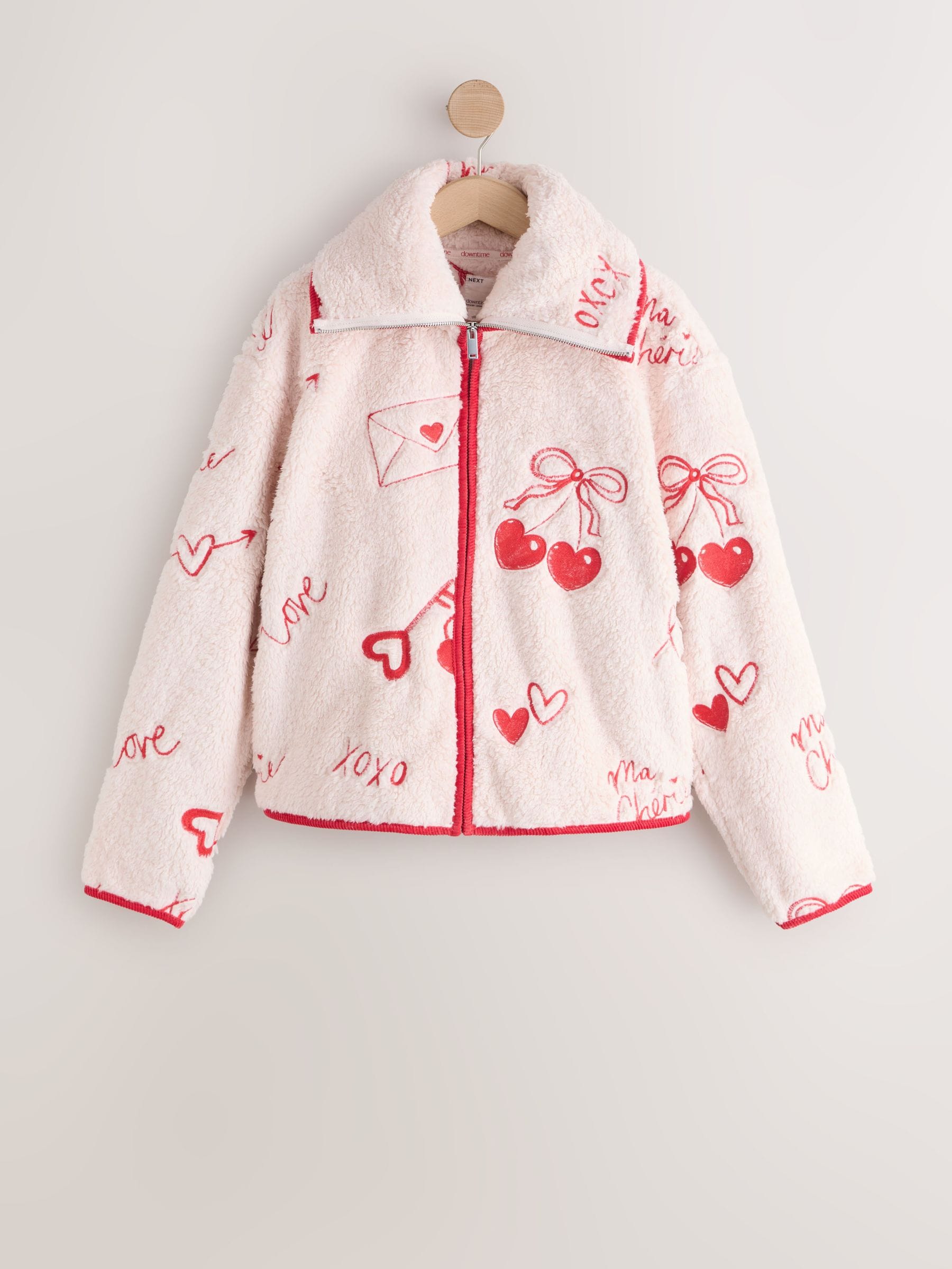 Buy Pink/Red Heart Borg Full Zip Fleece from the Next UK online shop