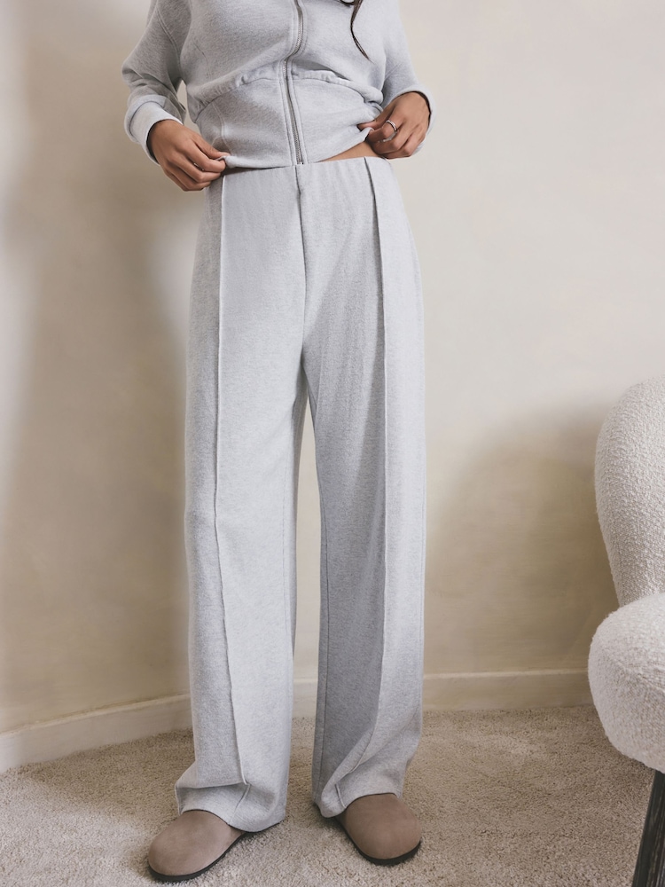 Grey Ribbed Flared Joggers - Image 1 of 5
