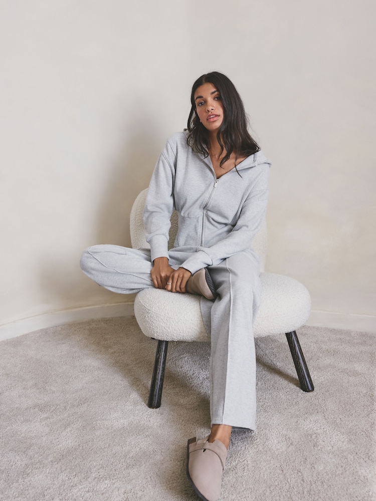 Grey Ribbed Flared Joggers - Image 5 of 5