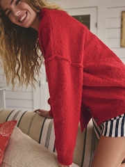 Red Boucle Cardigan - Image 6 of 10