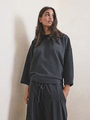 Grey Brushed Wide Sweatshirt - Image 1 of 9