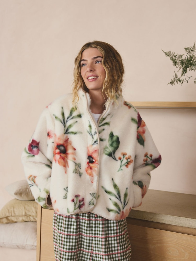 Ecru Floral N.Premium Faux Fur Fleece - Image 2 of 5