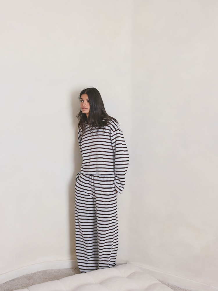 Chocolate Brown Stripe Cosy Lounge Set - Image 2 of 9