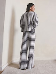 Chocolate Brown Stripe Cosy Lounge Set - Image 4 of 9