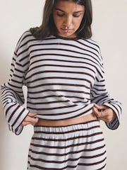 Chocolate Brown Stripe Cosy Lounge Set - Image 5 of 9